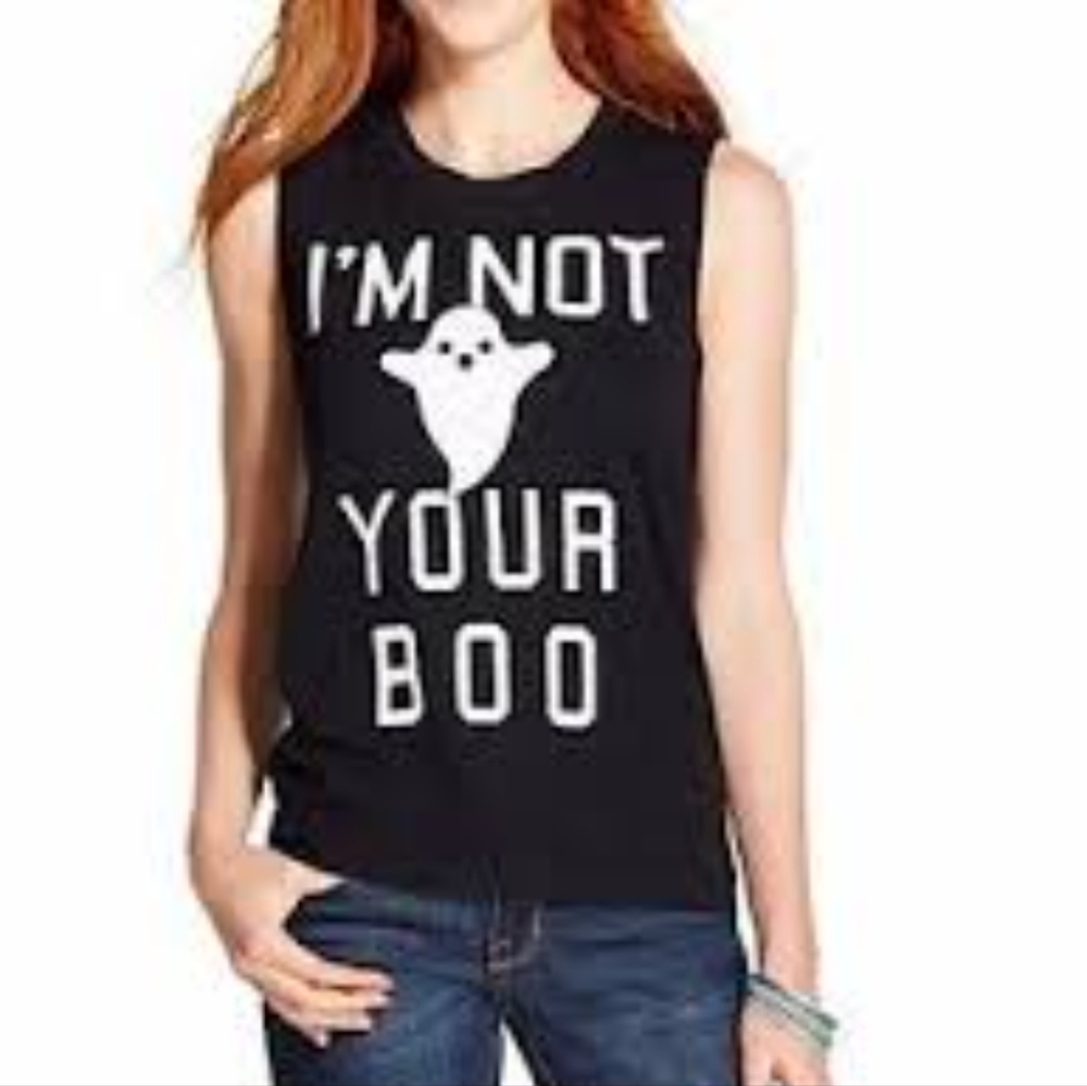 FIFTH SUN Halloween Ghost " I'm Not Your Boo " Top, Black XL